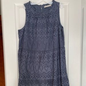 LOFT eyelet blue swing dress. NWOT